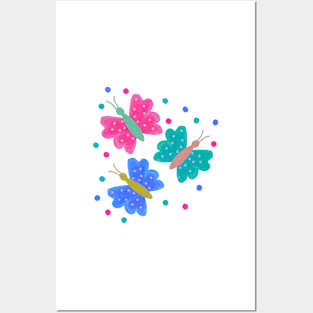 Fluttering rainbow Butterflies Posters and Art